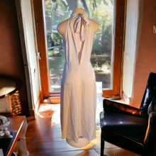 Load image into Gallery viewer, Beautiful ivory satin halter dress L
