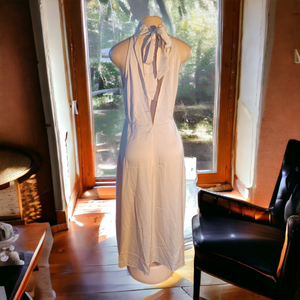 Beautiful ivory satin halter dress L