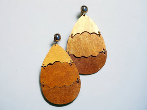 Clip on Natural Wood Accordion Earrings