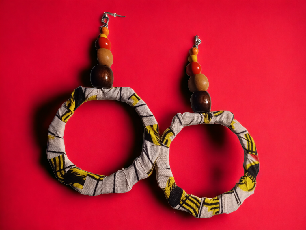 African Ankara Wax Print Africa Hoop Earrings