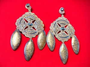 Hammered Dream catcher Clip on Earrings 4 inch silver