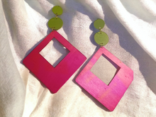 Load image into Gallery viewer, Giant handmade geometric shapes handpainted earrings
