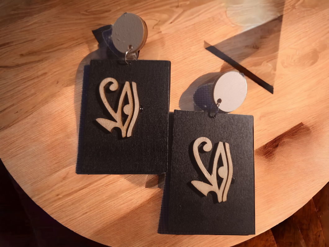 Clip on Eye of Horus Wooden Earrings