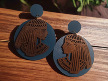 Load image into Gallery viewer, Handmade Egyptian Queen Design Wooden  Earrings
