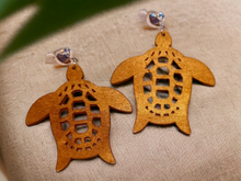 Load image into Gallery viewer, Handmade Lucky Turtle Wooden Clip Earrings
