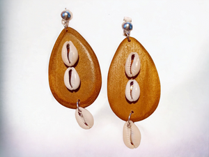 Handmade Natural Wood Clip On Earrings