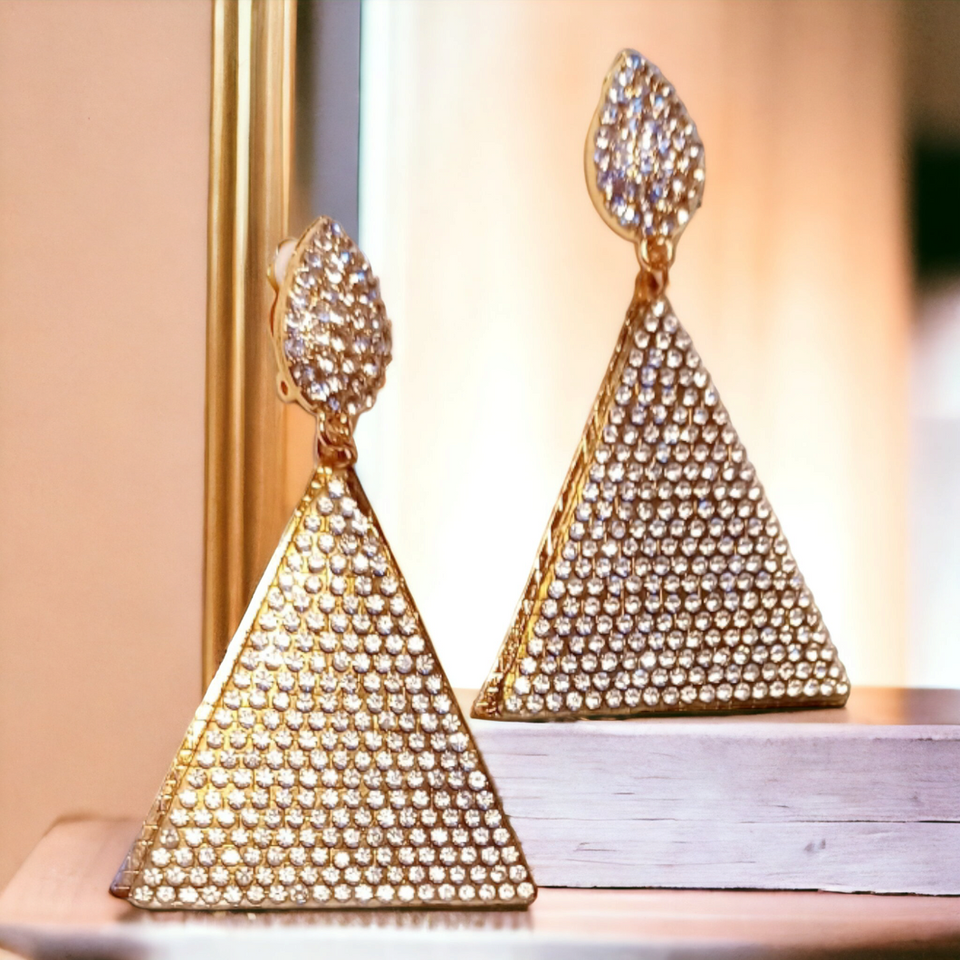 Handmade rhinestone clip on earrings