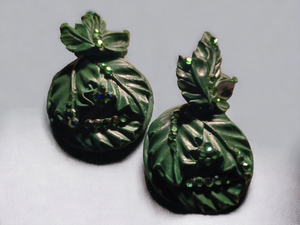 Vintage Jeff Lieb clay Leaf Couture clip on earrings