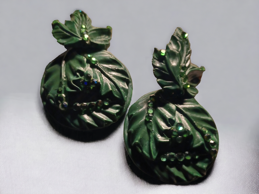 Vintage Jeff Lieb clay Leaf Couture clip on earrings