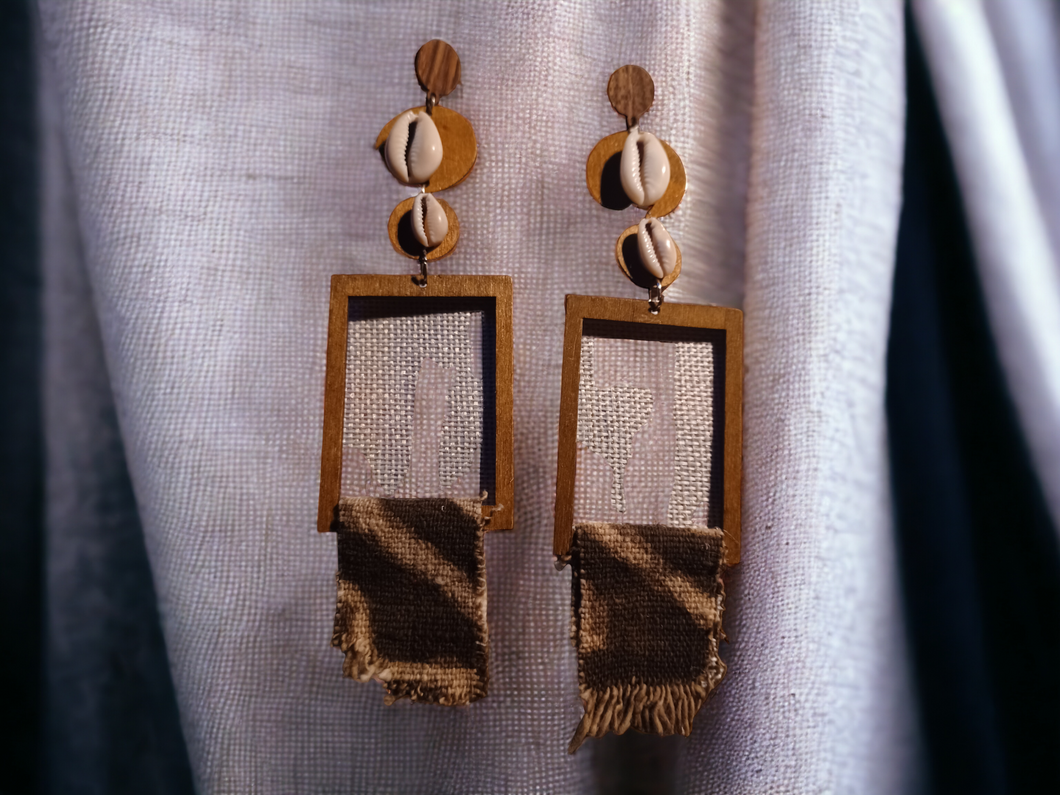 Handmade Clip on mudcloth abstract earrings