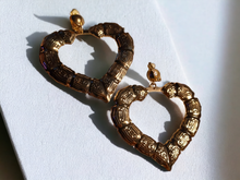 Load image into Gallery viewer, Large clip on bamboo heart earrings
