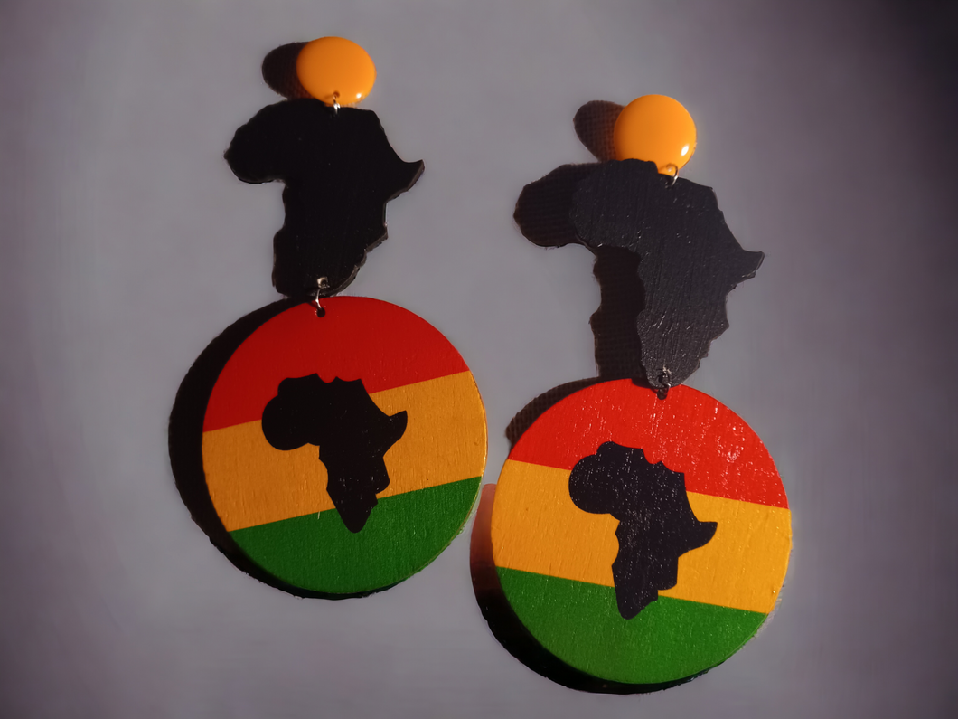 Handmade large Africa clip on earrings