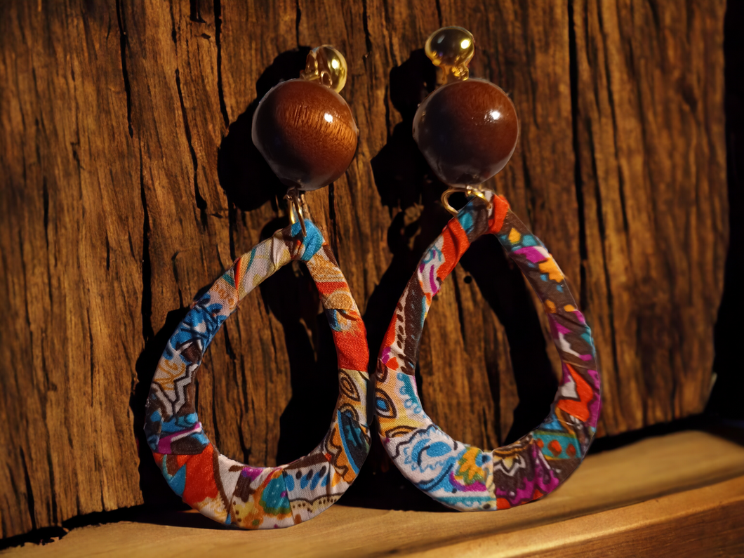 Handmade boho hoop clip on earrings