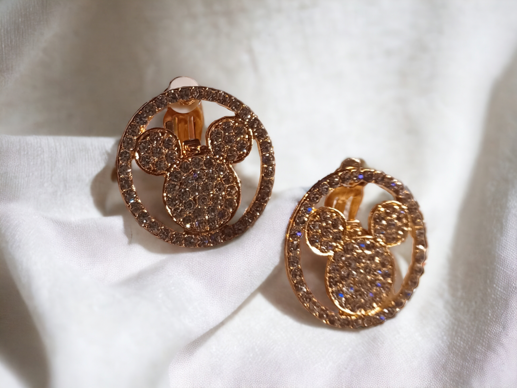 Rhinestone stud cluster clip on earrings