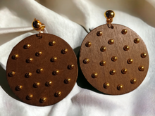 Load image into Gallery viewer, Handmade boho studded disc clip on earrings
