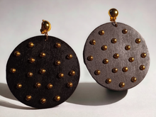 Load image into Gallery viewer, Handmade boho studded disc clip on earrings
