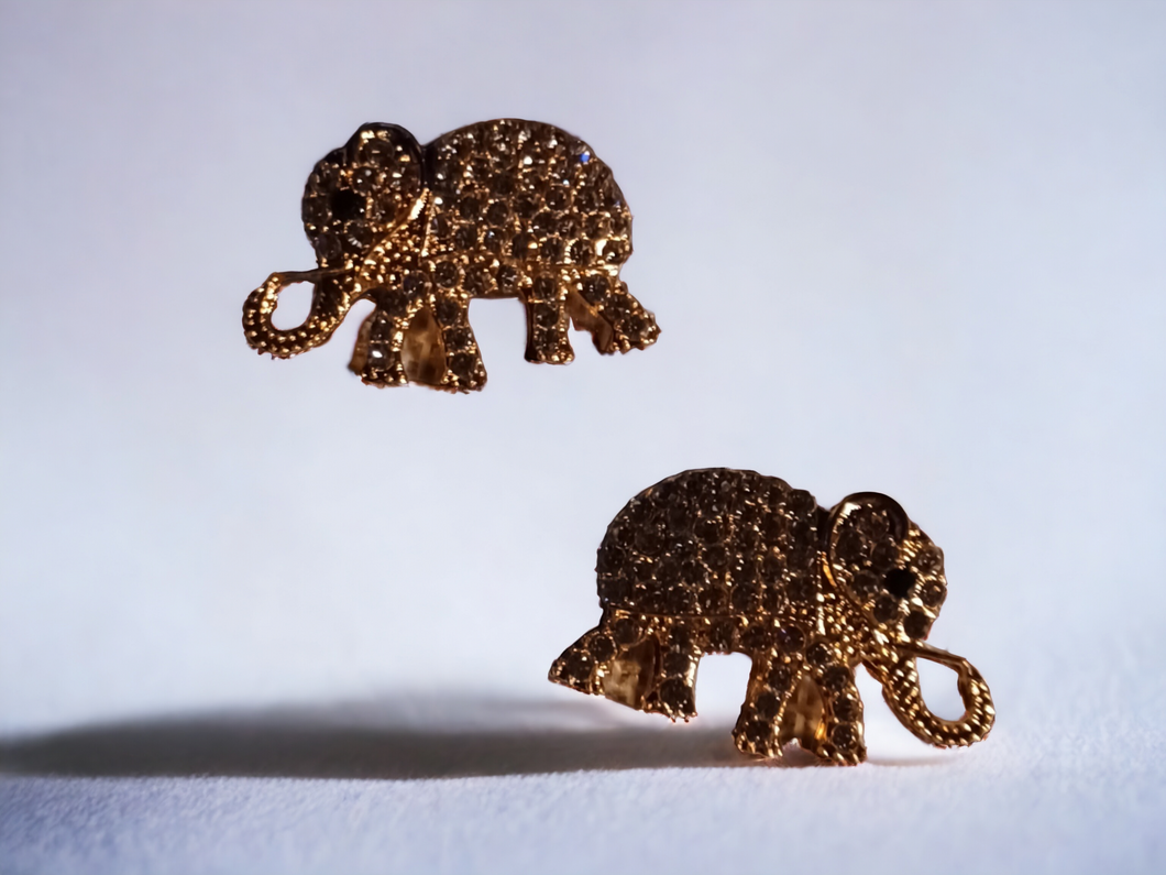 Rhinestone Lucky Elephant studs