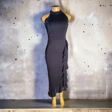 Load image into Gallery viewer, Allandwell Navy Blue Knit Dress With Side Ruffles Nwt Small
