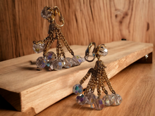 Load image into Gallery viewer, Vintage crystal and chain clip on earrings
