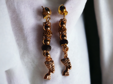 Load image into Gallery viewer, Handmade Nefertiti charm clip on earrings
