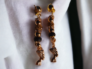 Handmade Nefertiti charm clip on earrings