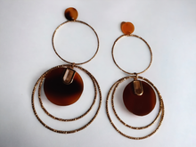 Load image into Gallery viewer, Clip on Hoop and Tortoise Lucite Earrings handmade
