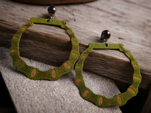 Load image into Gallery viewer, Clip on Wooden Bamboo Hoop Earrings
