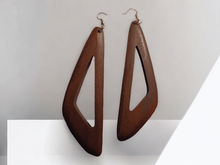 Load image into Gallery viewer, Minimalist modern carved wood earrings
