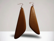 Load image into Gallery viewer, Minimalist modern carved wood earrings
