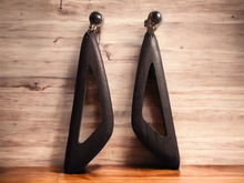 Load image into Gallery viewer, Hand carved minimalist wood clip on earrings
