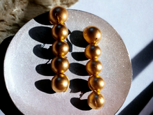 Load image into Gallery viewer, Handmade gold wood bead necklace set with clip on earrings
