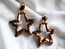 Load image into Gallery viewer, Rare star shaped bamboo clip on hoops
