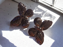 Load image into Gallery viewer, Large Thin metal butterfly earrings
