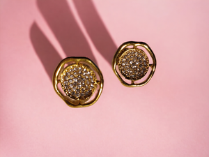 Clip on Rhinestone Cluster  Stud Earrings
