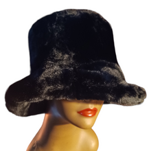Load image into Gallery viewer, Black faux fur bucket hat New
