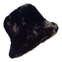Load image into Gallery viewer, Black faux fur bucket hat New
