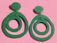 Load image into Gallery viewer, Acrylic pop art hoop clip on earrings
