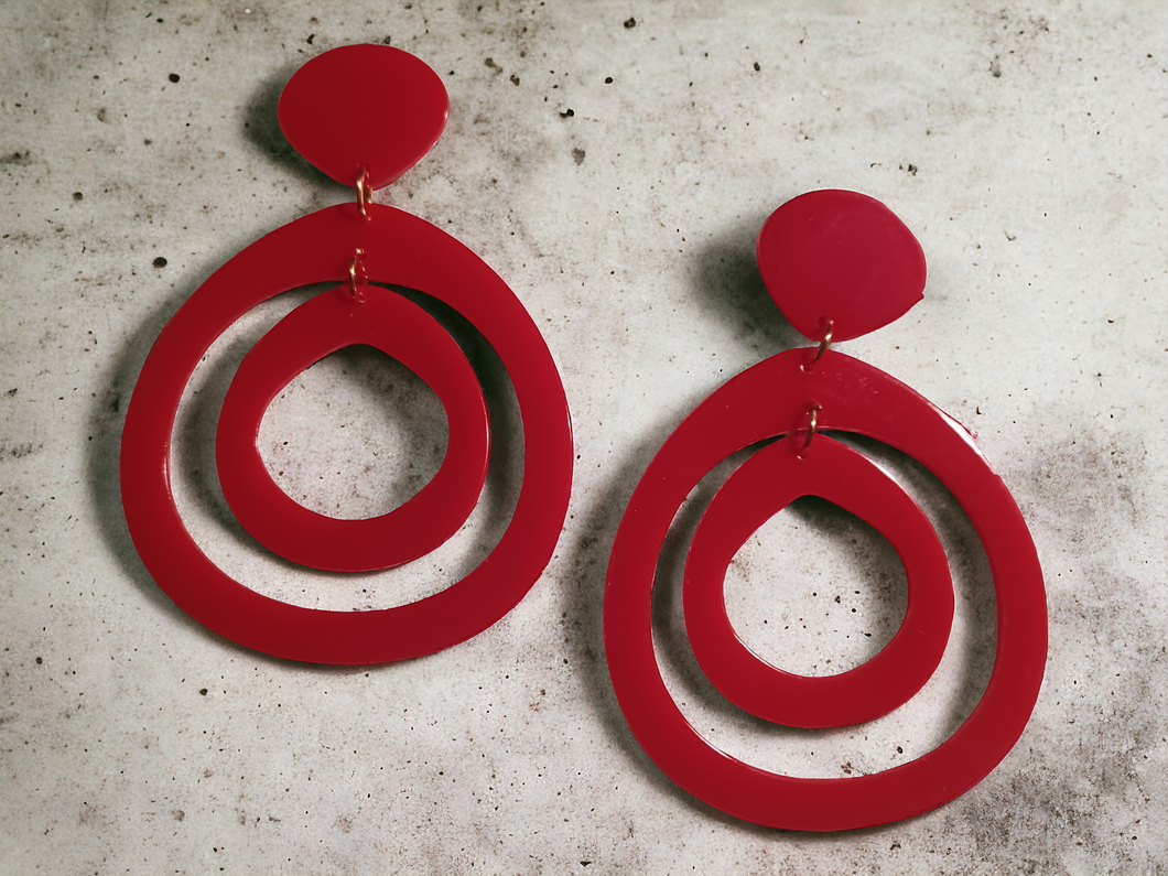 Acrylic pop art hoop clip on earrings