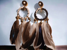 Load image into Gallery viewer, Handmade large clip on feather earrings
