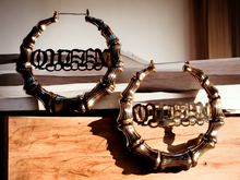 Load image into Gallery viewer, Classic Bamboo Queen Hoop Earrings
