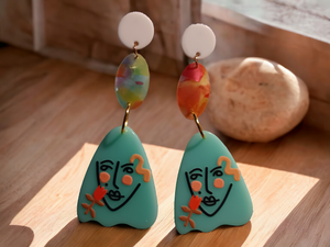 Acrylic pop art clip on earrings