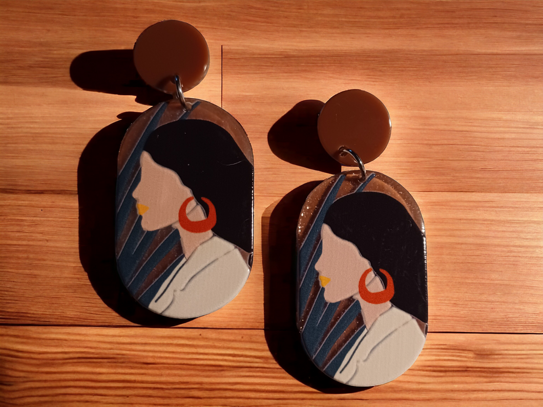 Acrylic pop art clip on earrings