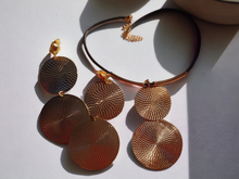 Load image into Gallery viewer, Handmade Hammered Clip on earrings and necklace set
