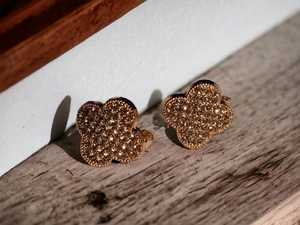 Rhinestone Lucky clover clip on earrings