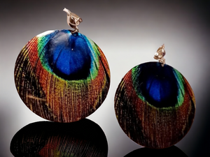 Large boho peacock design clip on earrings