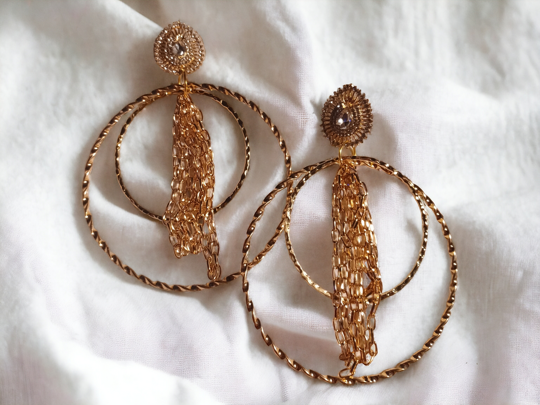 Handmade multi hoop glam clip on earrings