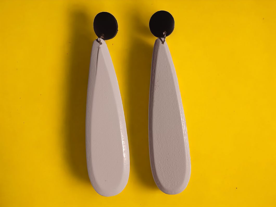 Handmade boho wood clip on earrings