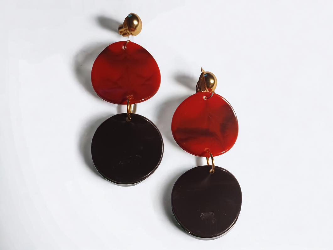 Handmade Acrylic dangle clip on earrings