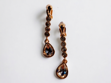 Load image into Gallery viewer, Handmade rhinestone dangle clip on earrings
