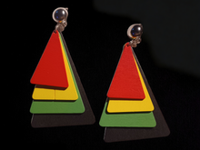 Load image into Gallery viewer, Afrocentric Wooden Handmade Clip On Earrings
